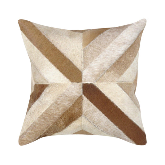 Canvello Safari Chevron L. Brown Cowhide 17" Decorative Throw Pillow-0