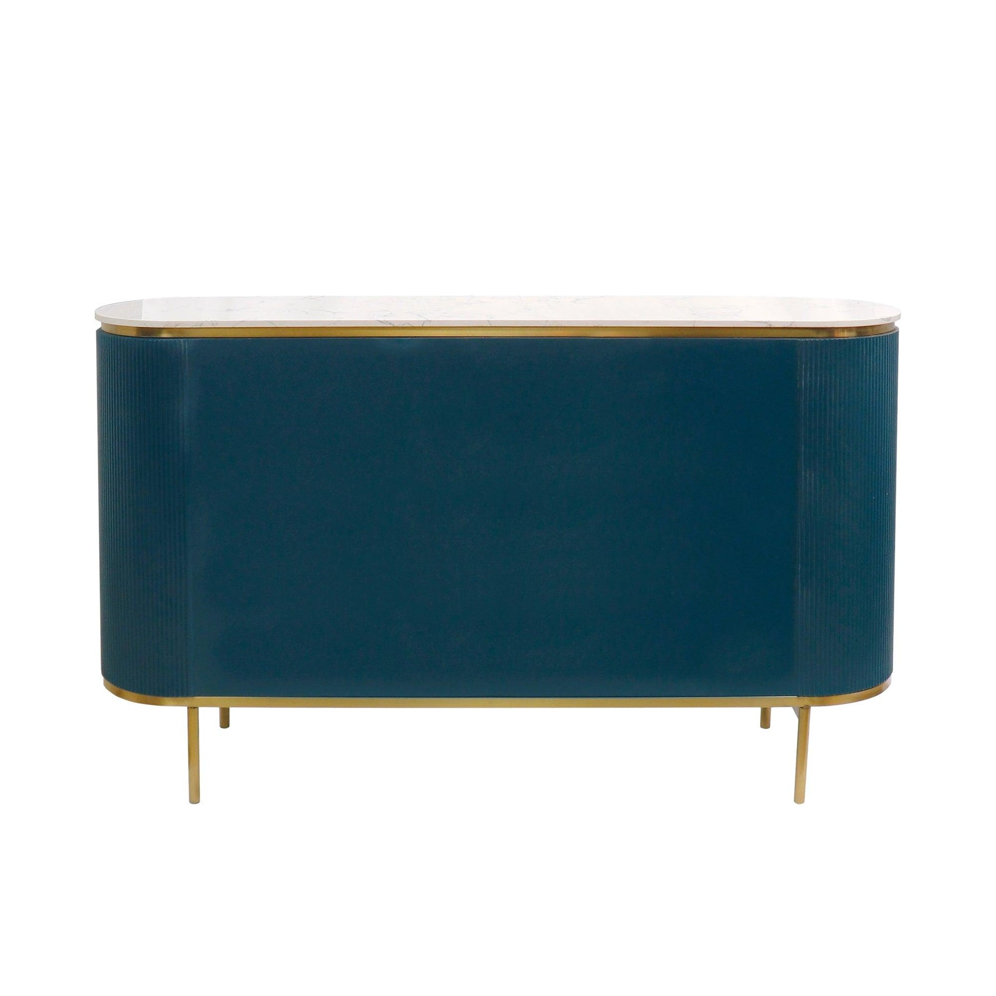 Canvello Theodore Marble Top Metal Frame Sideboard, Green/Gold-2