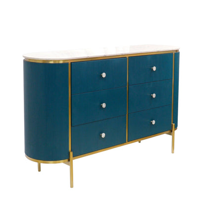 Canvello Theodore Marble Top Metal Frame Sideboard, Green/Gold-1