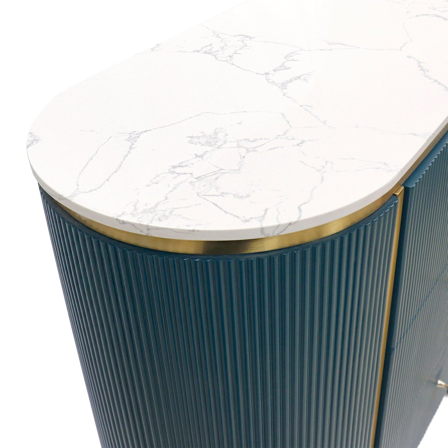 Canvello Theodore Marble Top Metal Frame Sideboard, Green/Gold-4