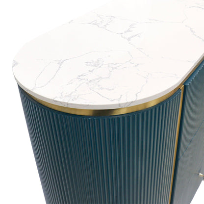 Canvello Theodore Marble Top Metal Frame Sideboard, Green/Gold-4