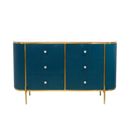 Canvello Theodore Marble Top Metal Frame Sideboard, Green/Gold-0