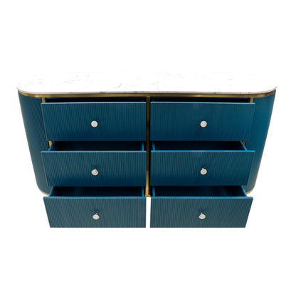 Canvello Theodore Marble Top Metal Frame Sideboard, Green/Gold-3