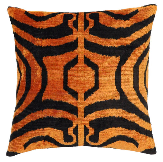 Canvello Tiger Print Burnt Orange Throw Pillows - 16x16 inch-0