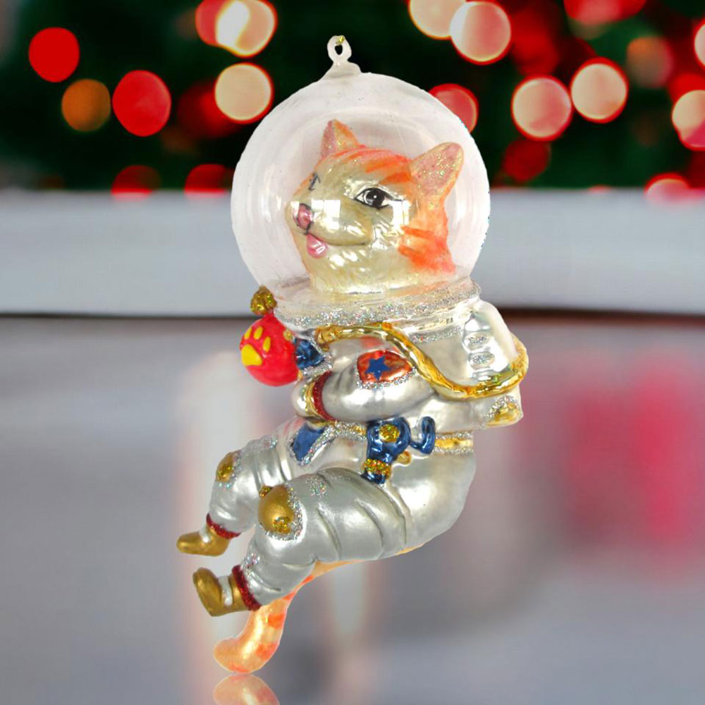 Cat in Space Suit Ornament by December Diamonds-1