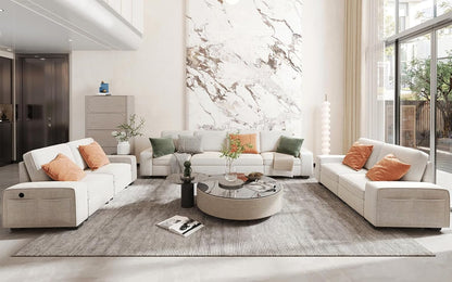 Beige U Shape Sectional Sofa for Living Room/Office 8 Seater Sofa Sets with Large Storage Space Comfy Chenille Cover (4-Seat Modular Sofa & 2×Loveseat Couch)-1