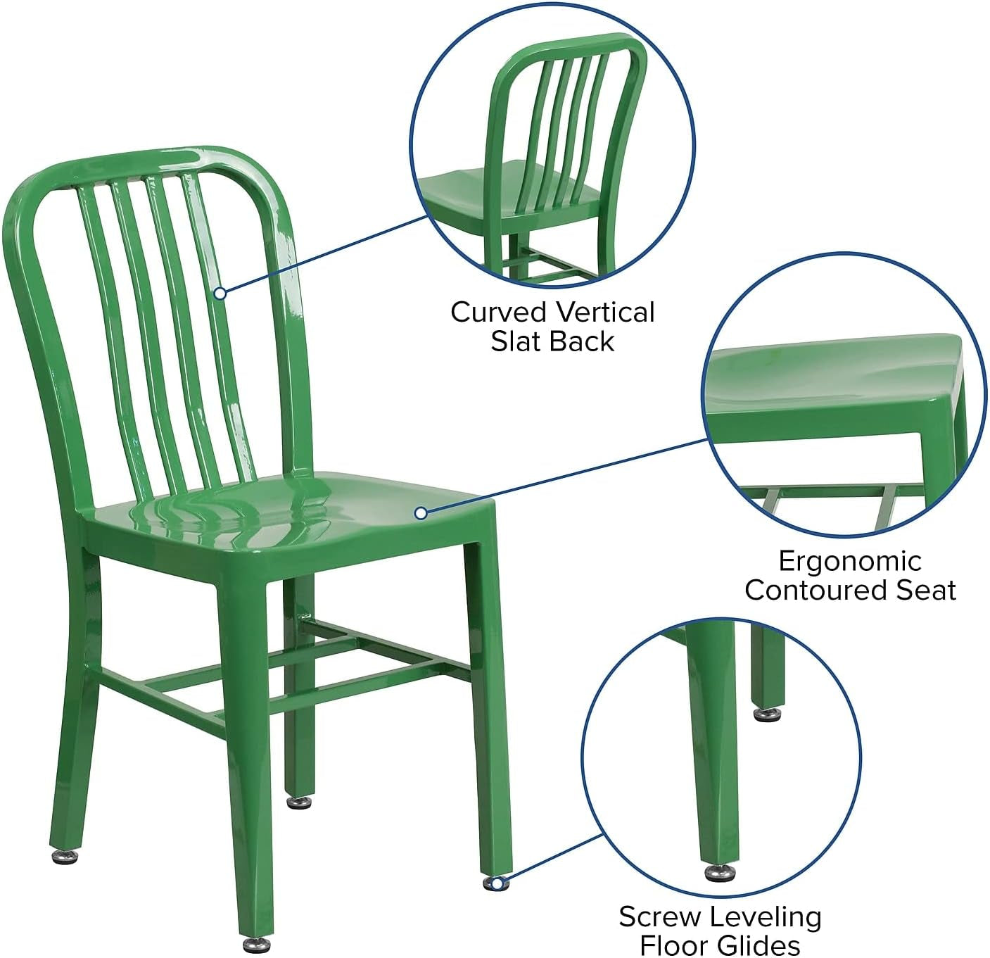 Commercial Grade Green Metal Indoor-Outdoor Chair-3