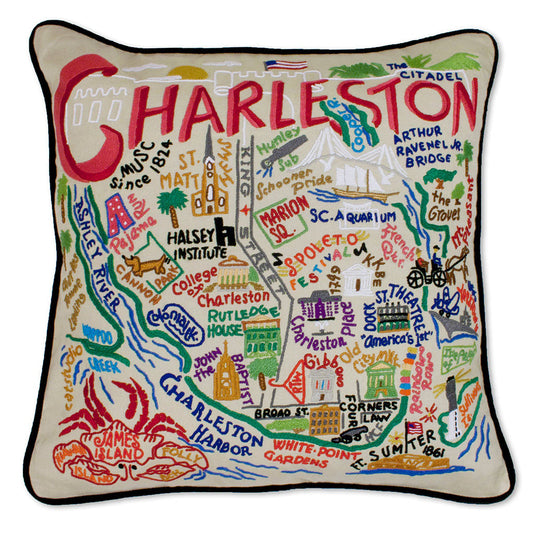 Charleston Hand-Embroidered Pillow-0