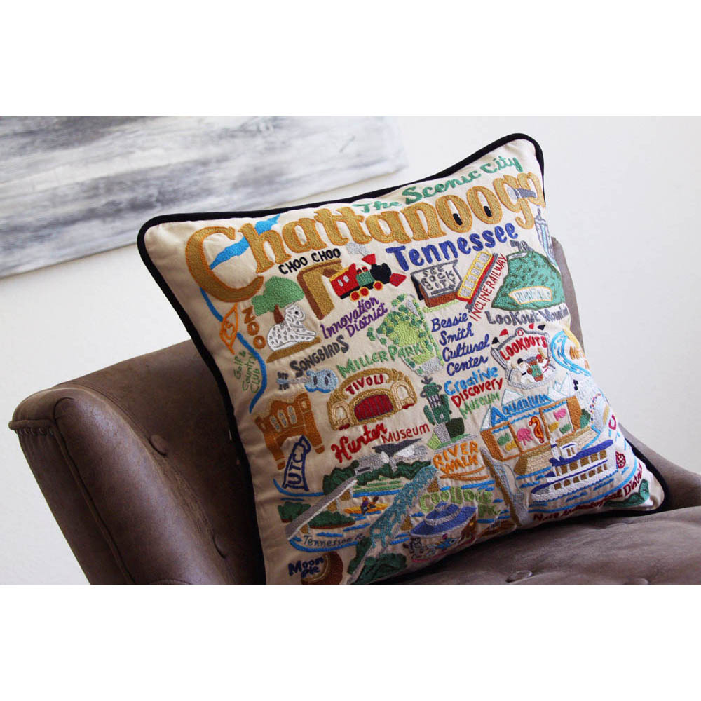 Chattanooga Hand-Embroidered Pillow by CatStudio-2