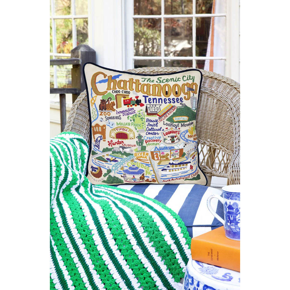 Chattanooga Hand-Embroidered Pillow by CatStudio-3