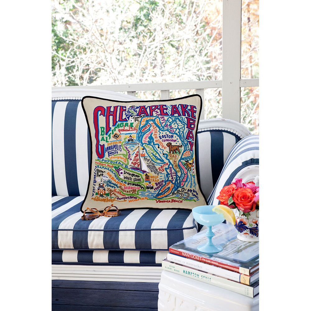Chesapeake Bay Hand-Embroidered Pillow-2