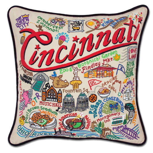 Cincinnati Hand-Embroidered Pillow-0