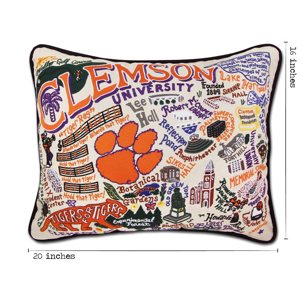 Clemson University Collegiate Hand-Embroidered Pillow-3