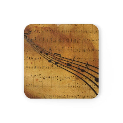 Corkwood Coaster 4 Piece Set - Brown Musical Note Style Coasters-1