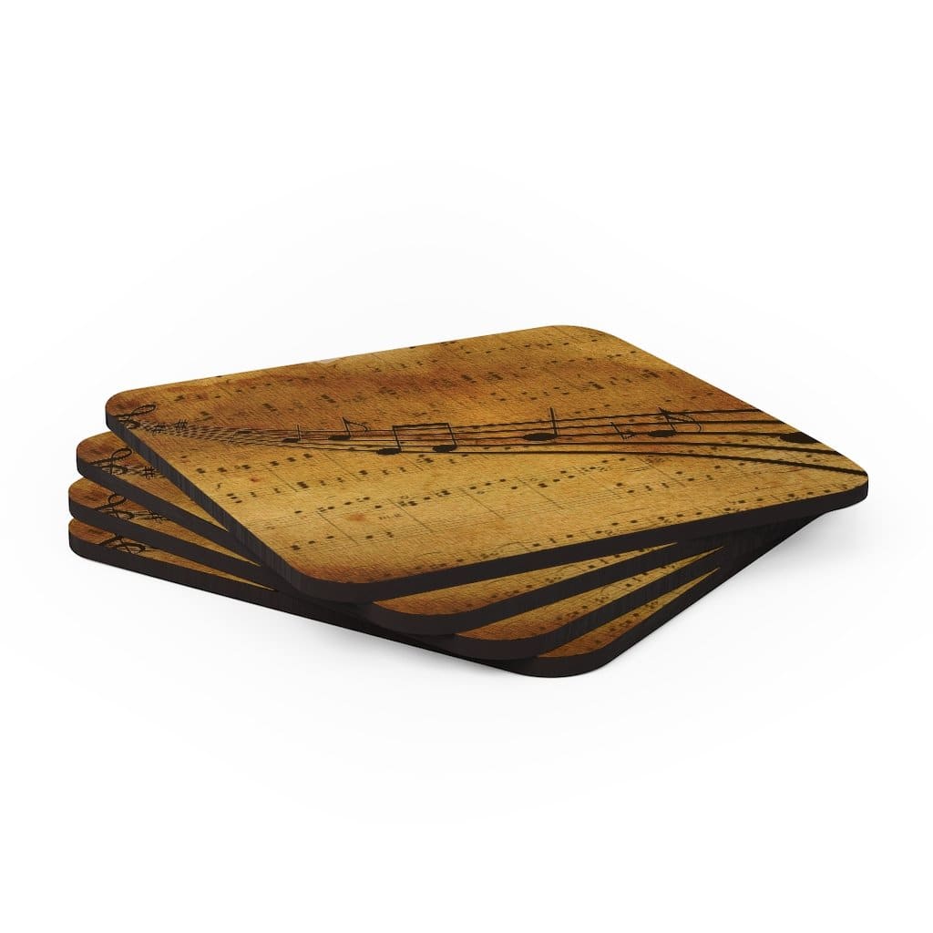 Corkwood Coaster 4 Piece Set - Brown Musical Note Style Coasters-3