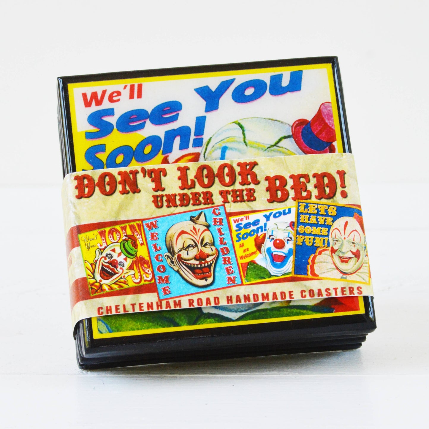 Creepy Clown Halloween Drink Coaster Set-2