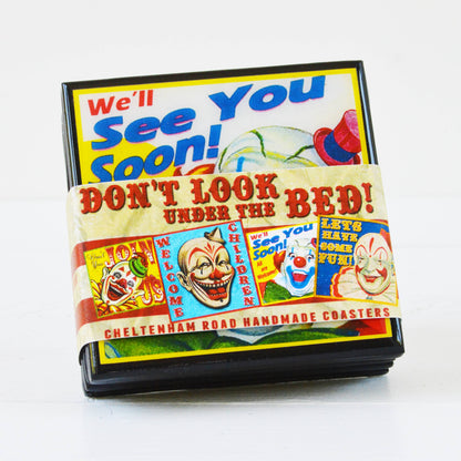 Creepy Clown Halloween Drink Coaster Set-2