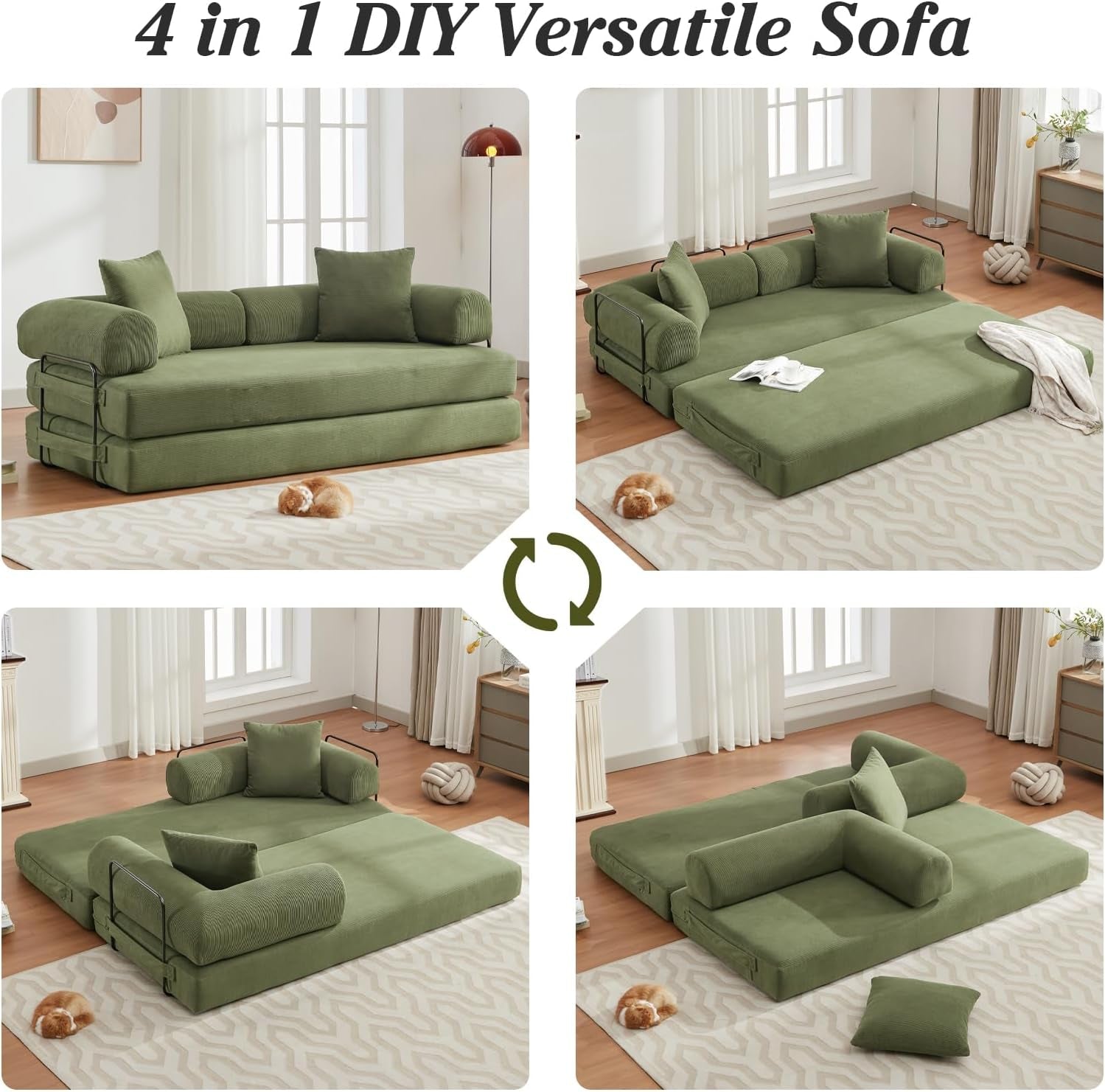 78.5 Inch Convertible Folding Sofa Bed with Versatility-3