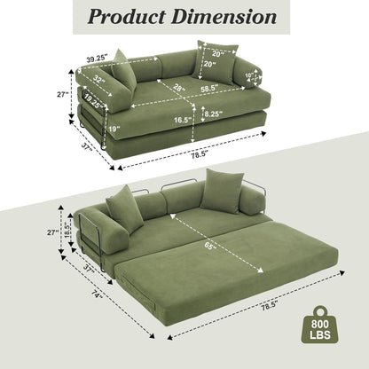 78.5 Inch Convertible Folding Sofa Bed with Versatility-2