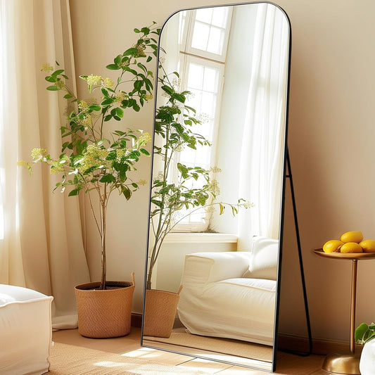 71" Oversized Black Full Length Arch Floor Mirror-1