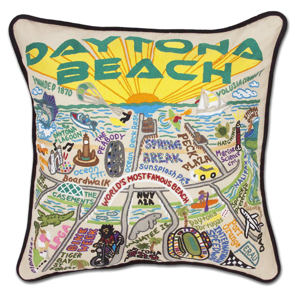 Daytona Beach Hand-Embroidered Pillow-2