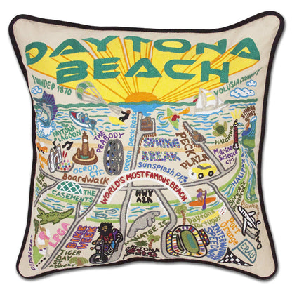 Daytona Beach Hand-Embroidered Pillow-2