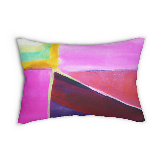 Decorative Lumbar Throw Pillow - Pink Purple Red Geometric Pattern-0