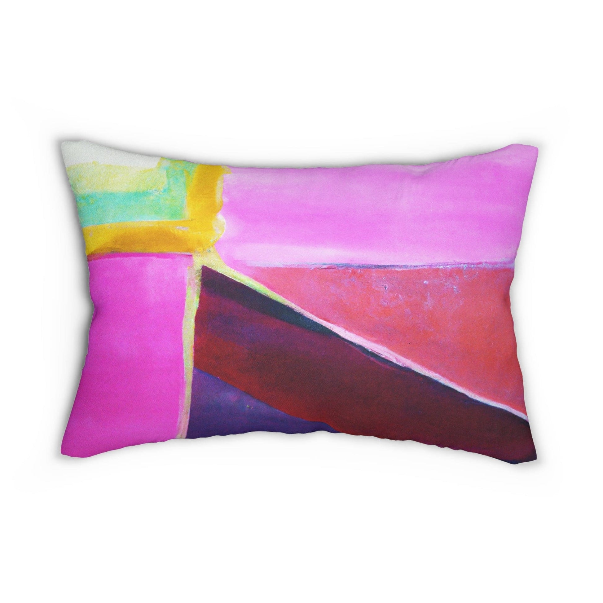 Decorative Lumbar Throw Pillow - Pink Purple Red Geometric Pattern-1