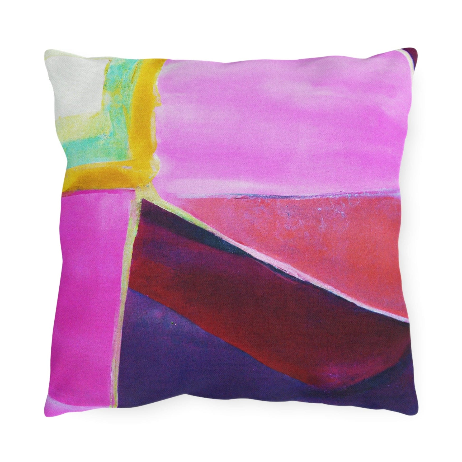 Decorative Indoor/outdoor Pillow - Pink Purple Red Geometric Pattern-1