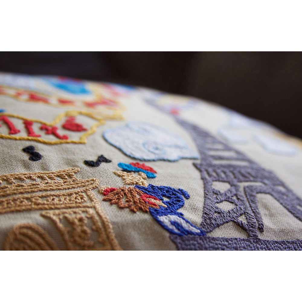 Eiffel Tower Paris Hand-Embroidered Pillow-3