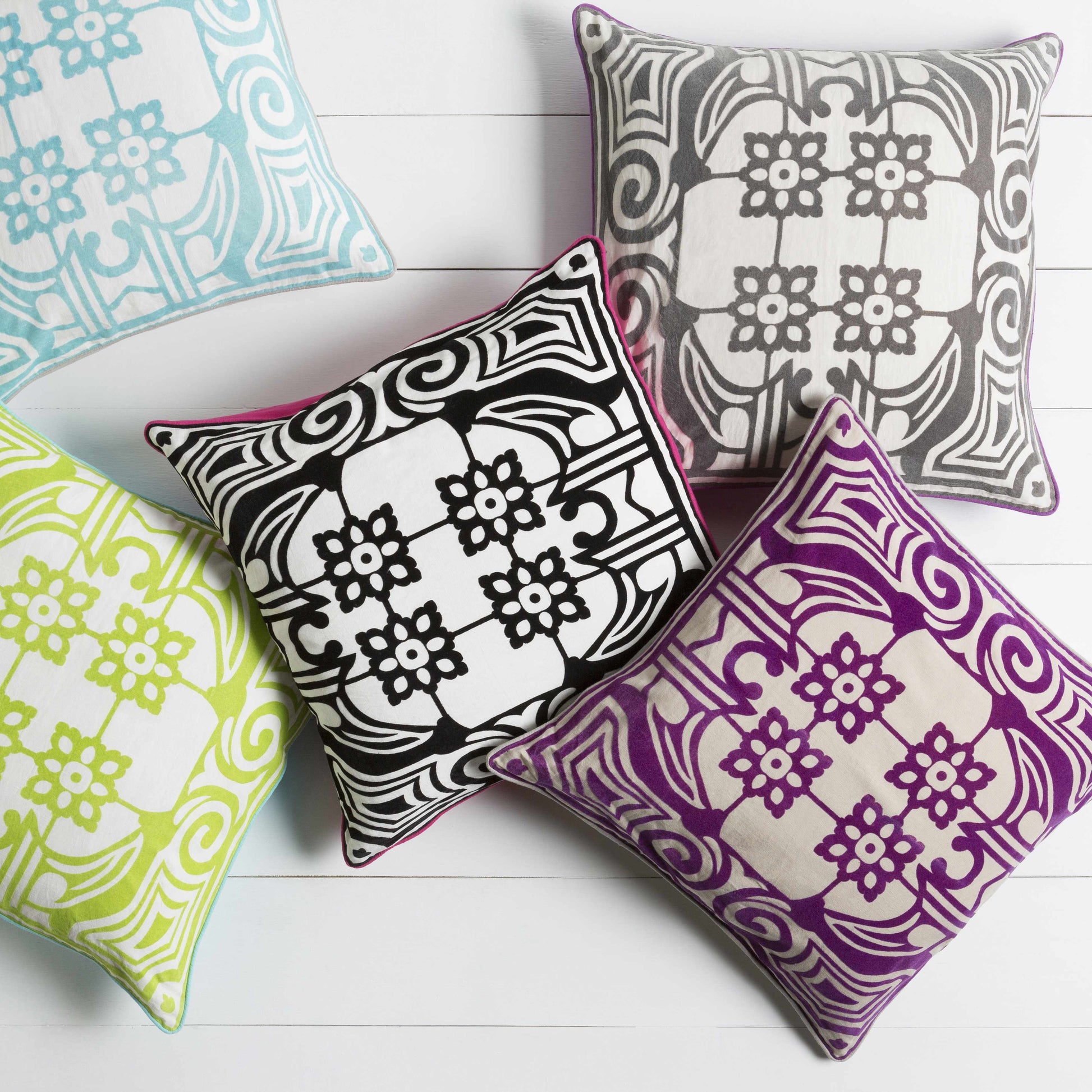 Kellerberrin Green Floral Geometric Pillow - Clearance-1