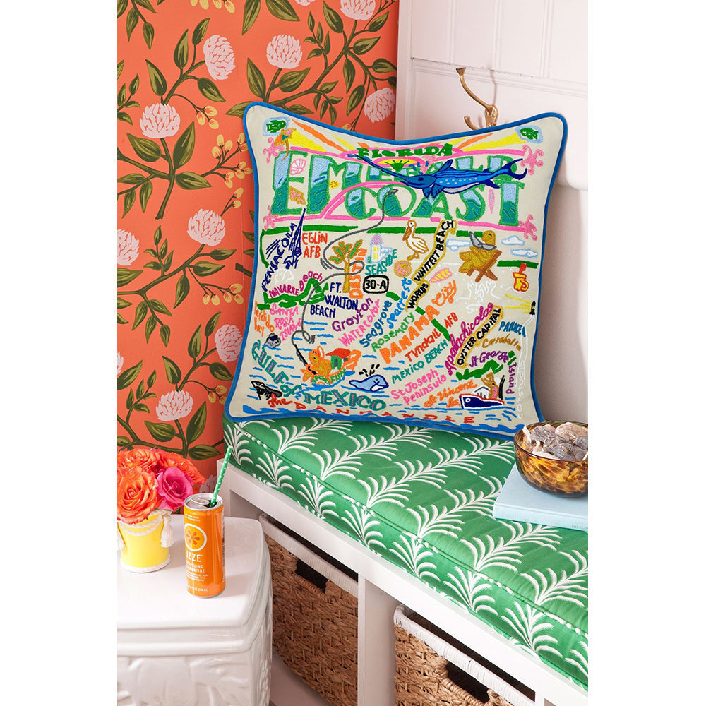 Emerald Coast Hand-Embroidered Pillow-2