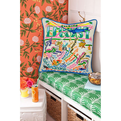 Emerald Coast Hand-Embroidered Pillow-2