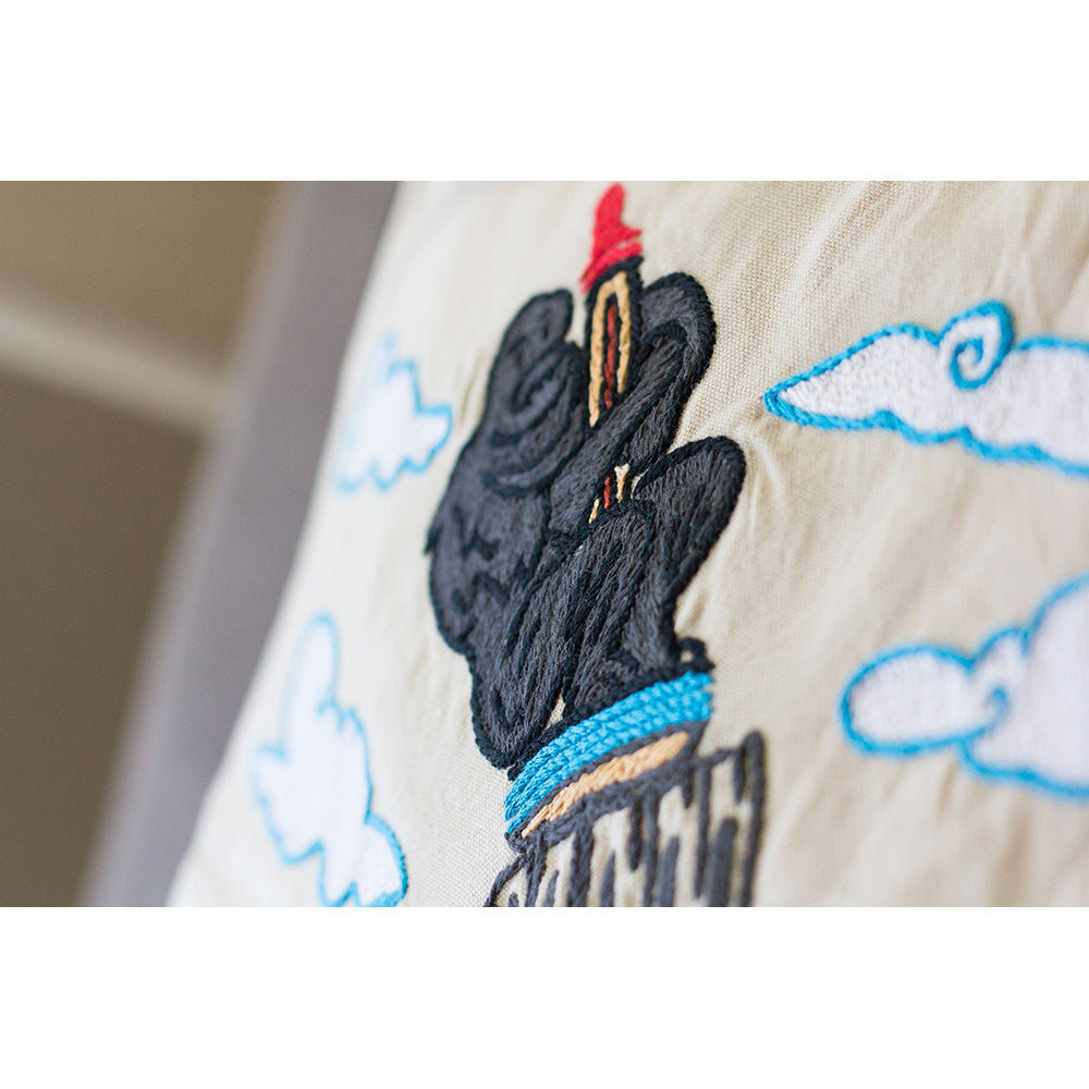 Empire State Hand-Embroidered Pillow-2