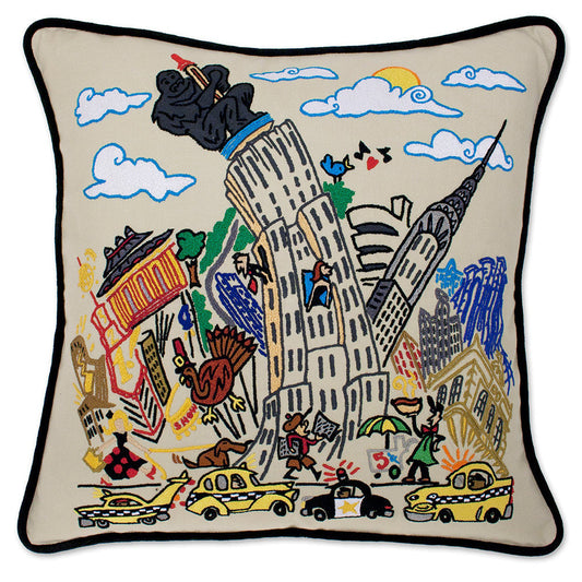 Empire State Hand-Embroidered Pillow-0