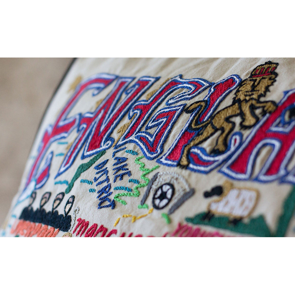 England Hand-Embroidered Pillow-2