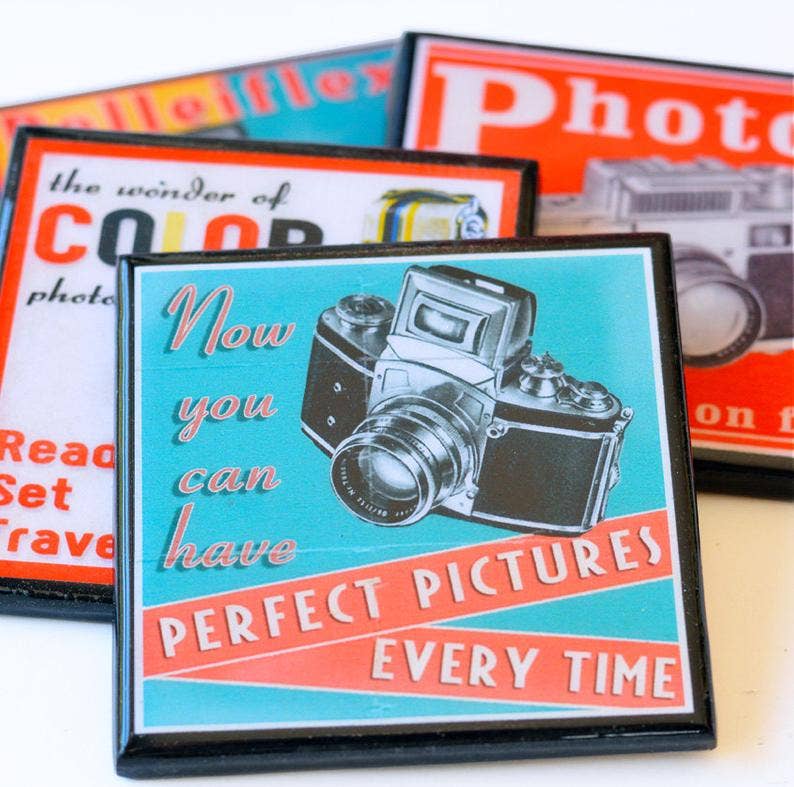 Say Cheese!: Classic Camera Drink Coaster Set-2