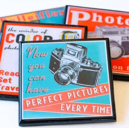 Say Cheese!: Classic Camera Drink Coaster Set-2