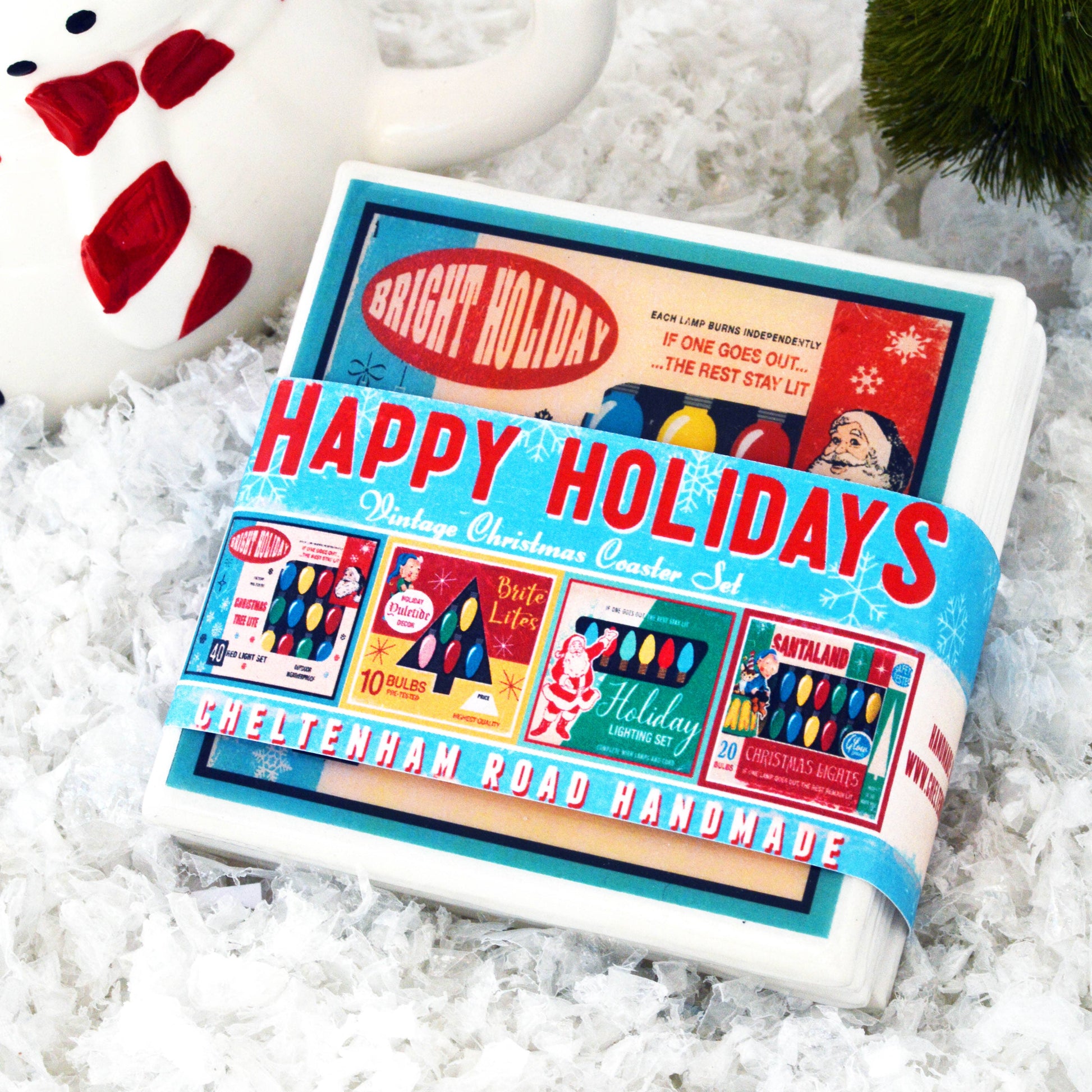 Christmas Lights  Vintage Christmas Coaster Set-1