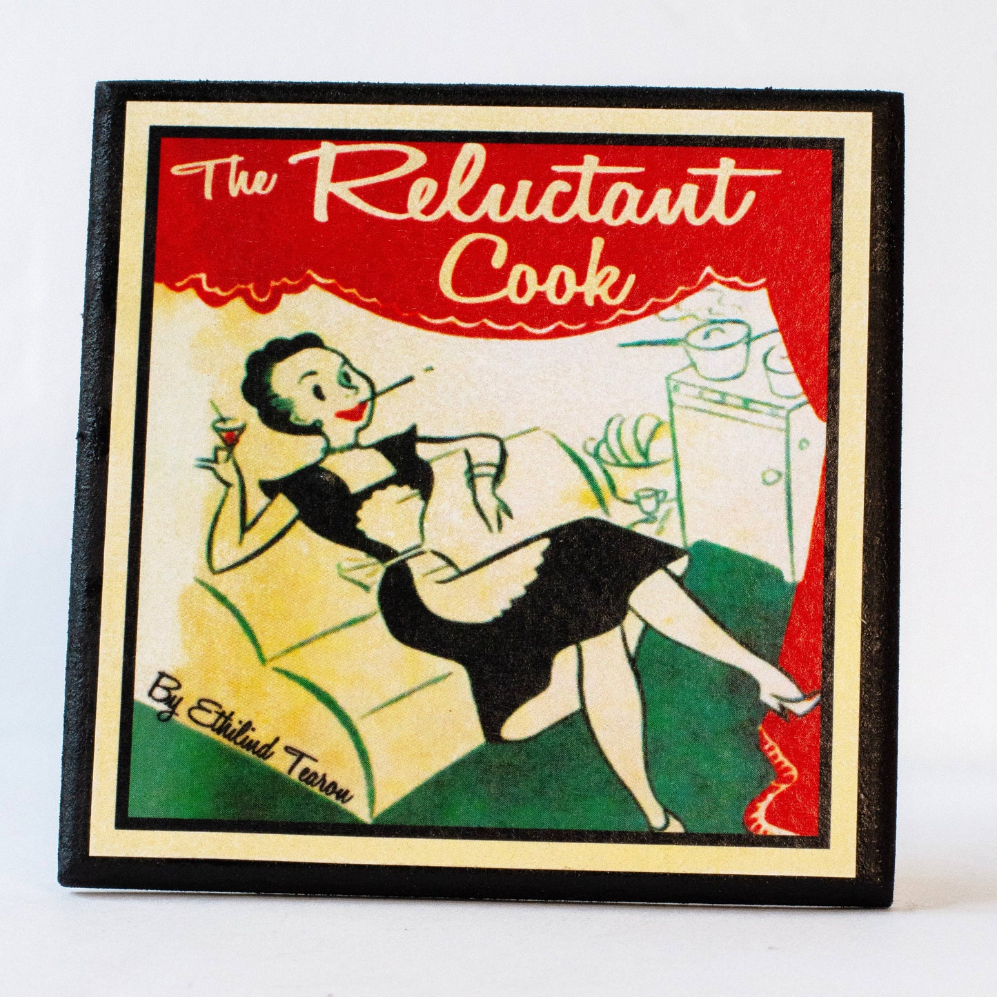 Funny Vintage Cookbook Cover Kitchen Coasters-4