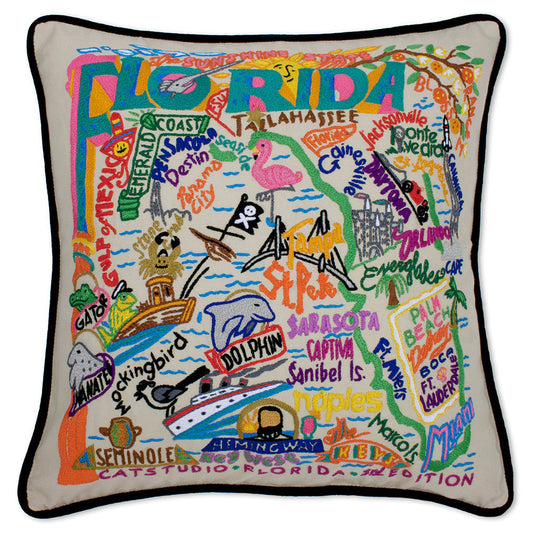 Florida Hand-Embroidered Pillow-0