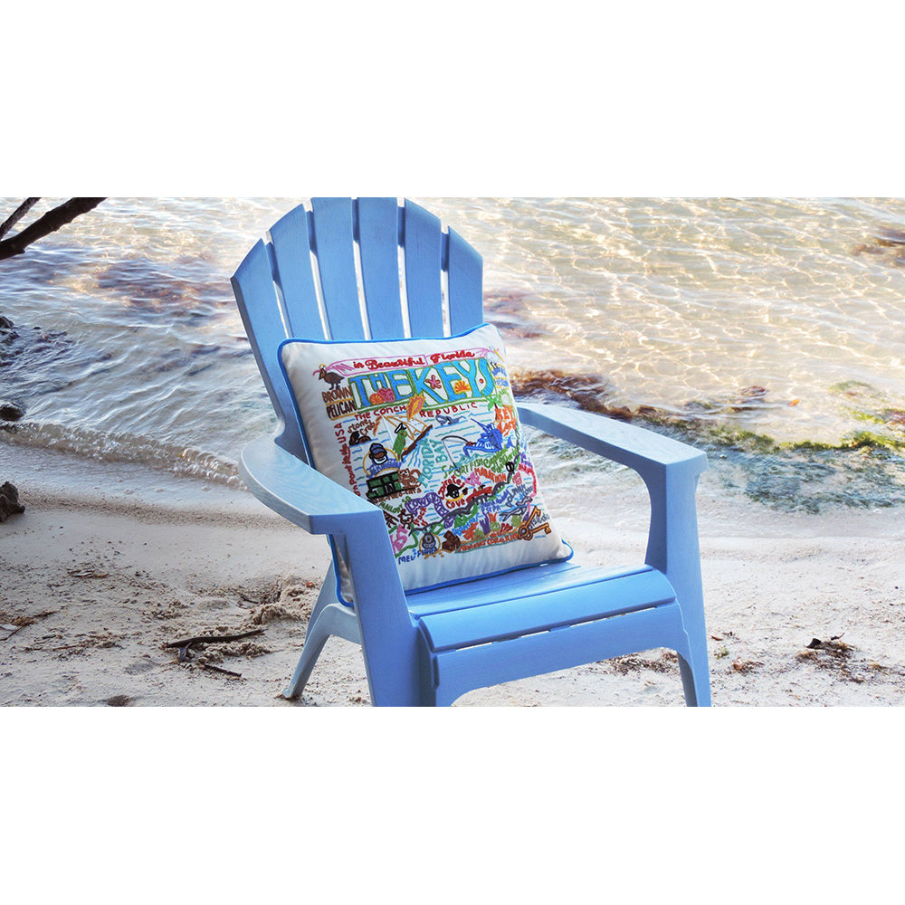 The Keys Florida Hand-Embroidered Pillow-2