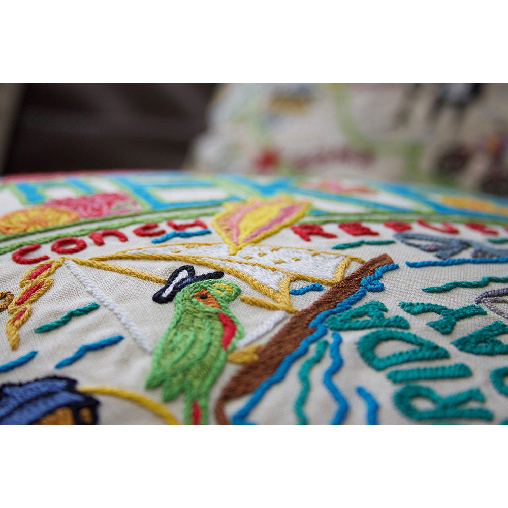The Keys Florida Hand-Embroidered Pillow-3