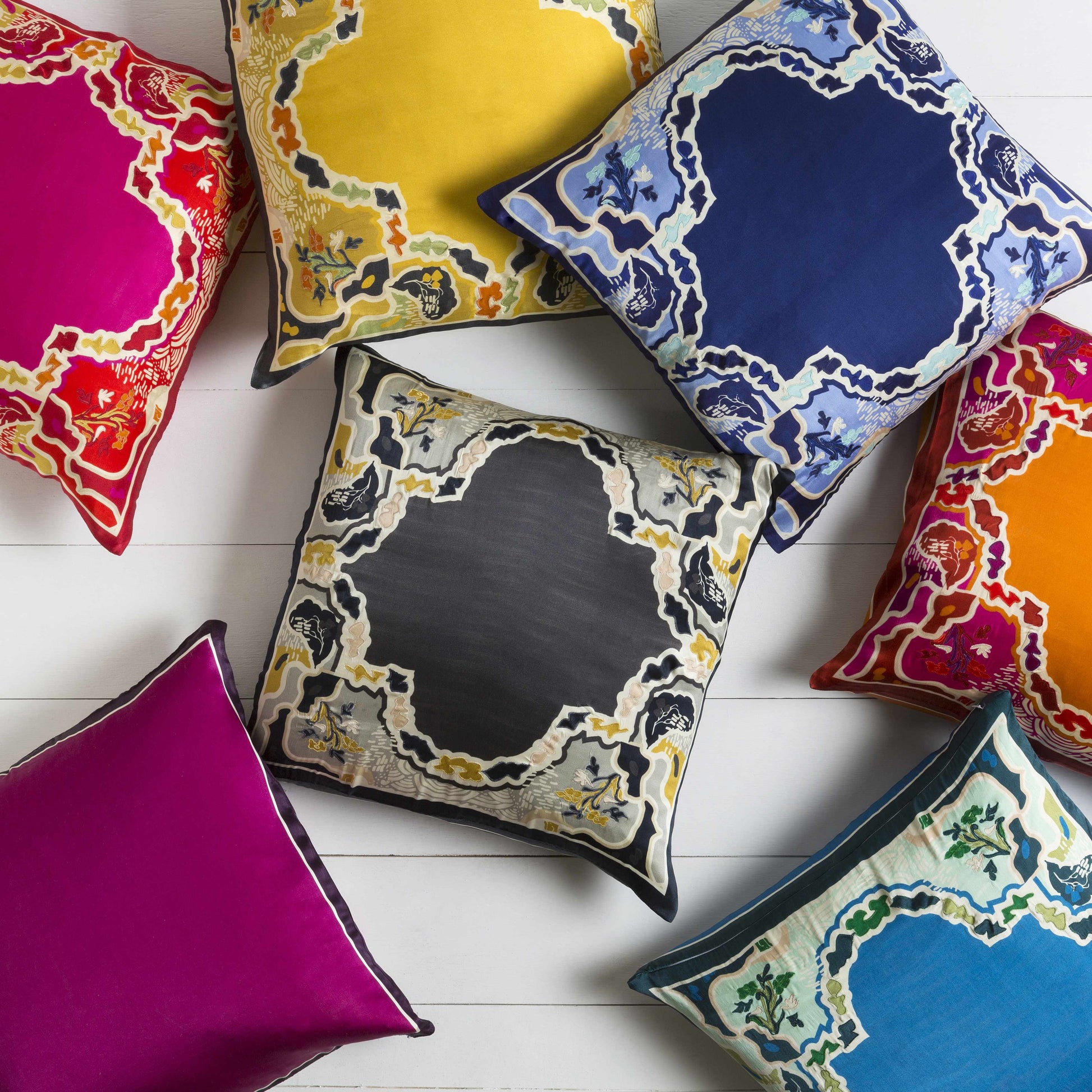 Ashwell Yellow Floral Pattern Pillow - Clearance-1