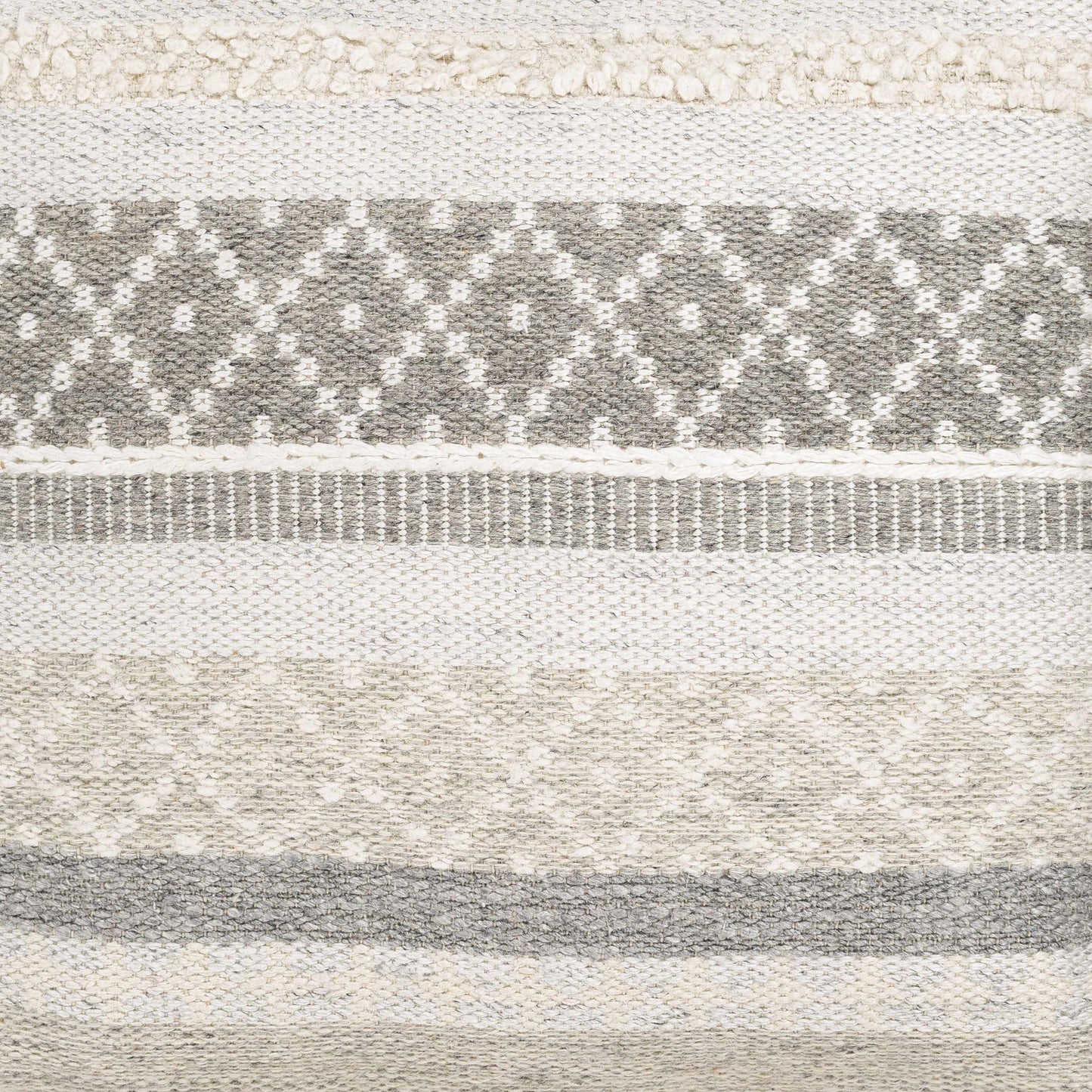 Geyser Woven White Gray Cotton Pouf-4