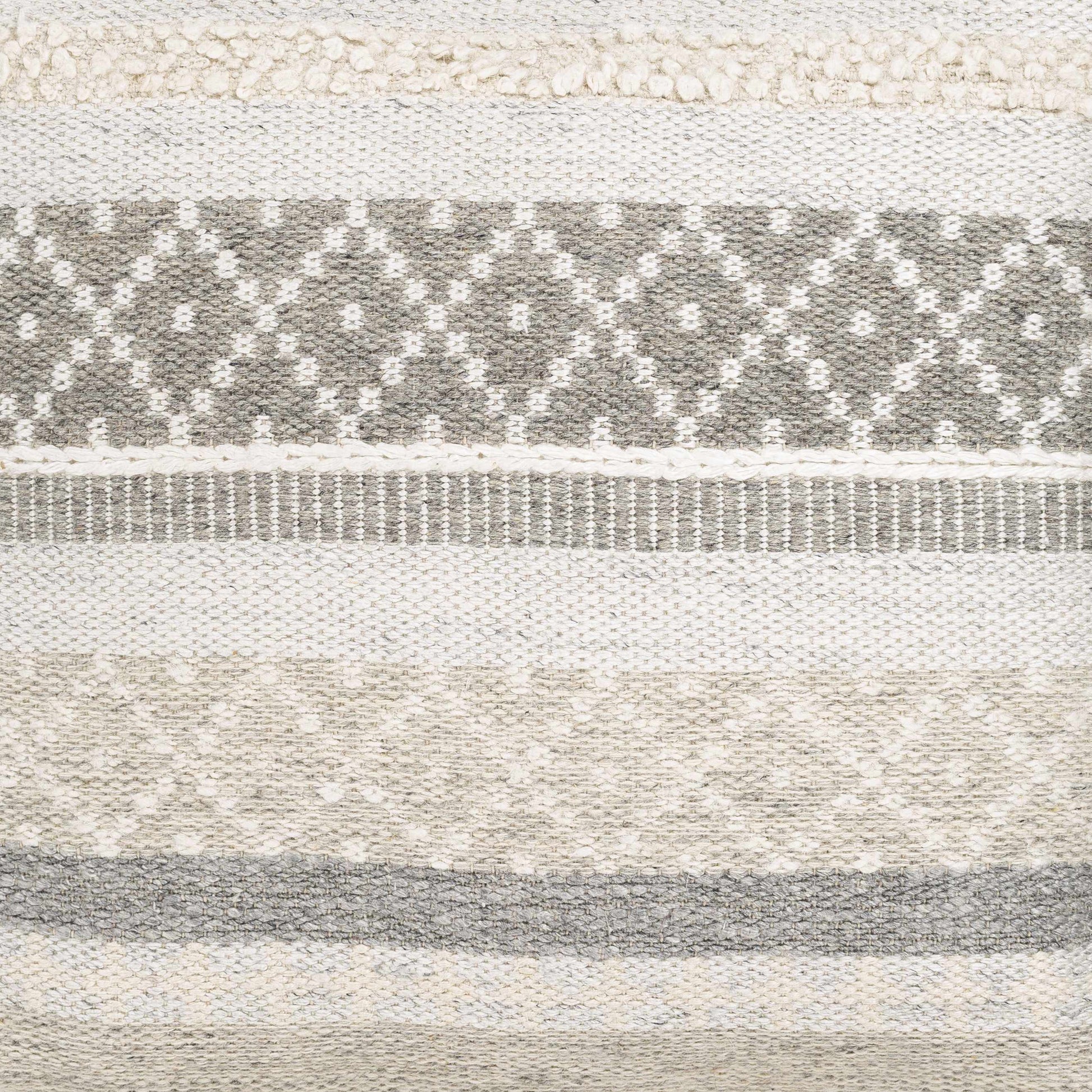 Geyser Woven White Gray Cotton Pouf-4