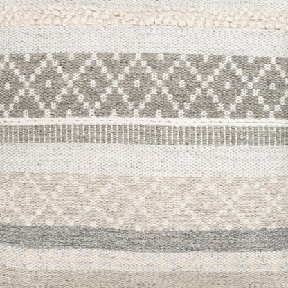 Geyser Woven White Gray Cotton Pouf-4