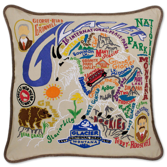 Glacier Park Hand-Embroidered Pillow-0