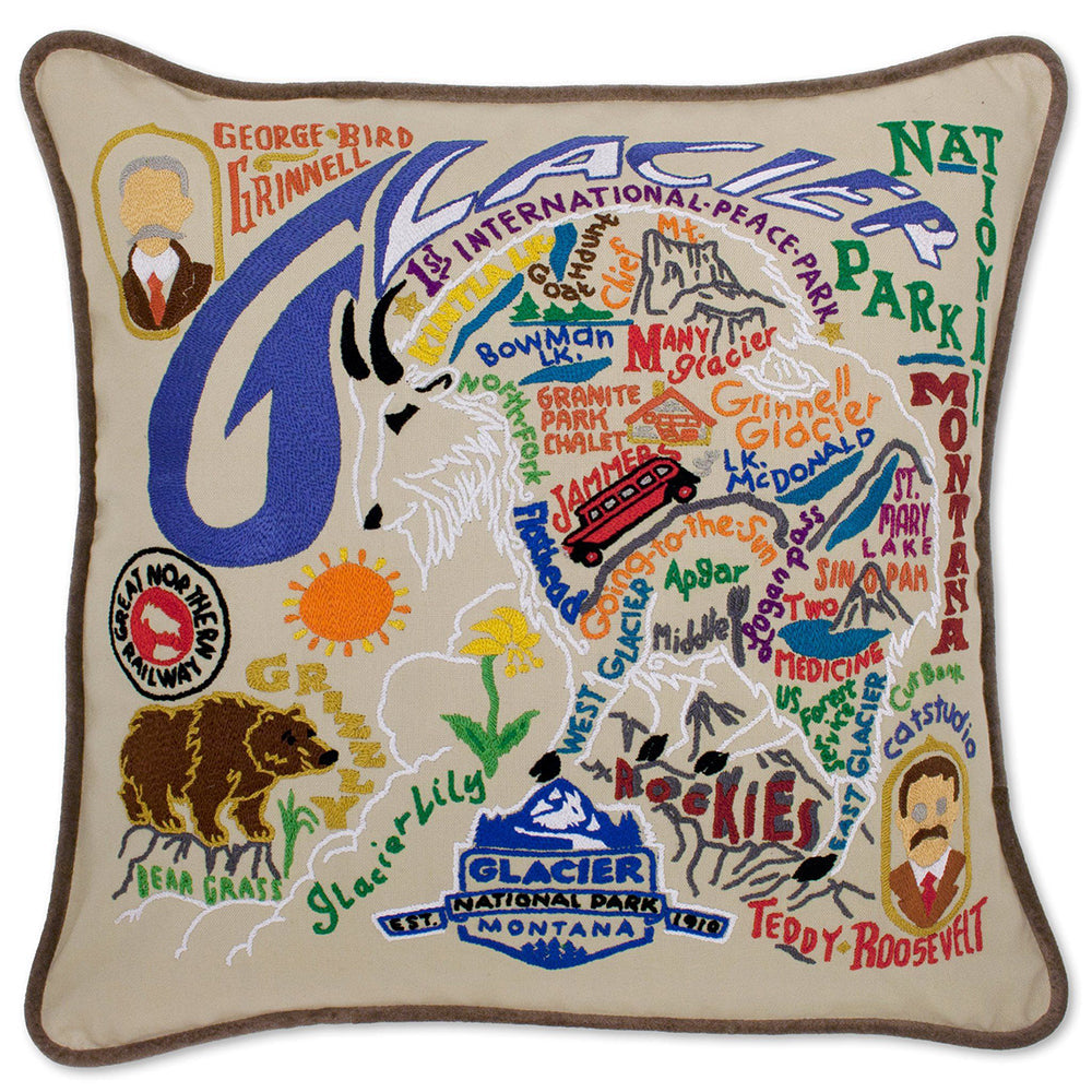 Glacier Park Hand-Embroidered Pillow-0