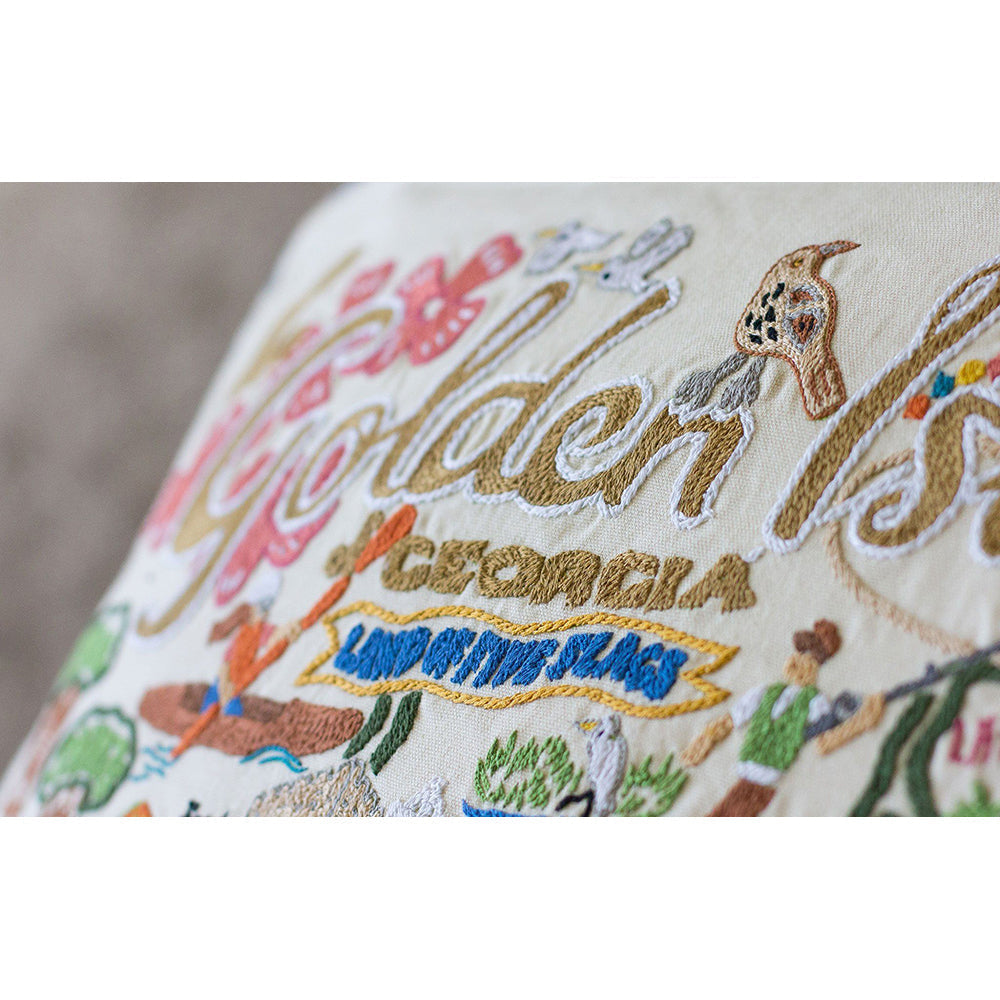 Golden Isles Hand-Embroidered Pillow-2